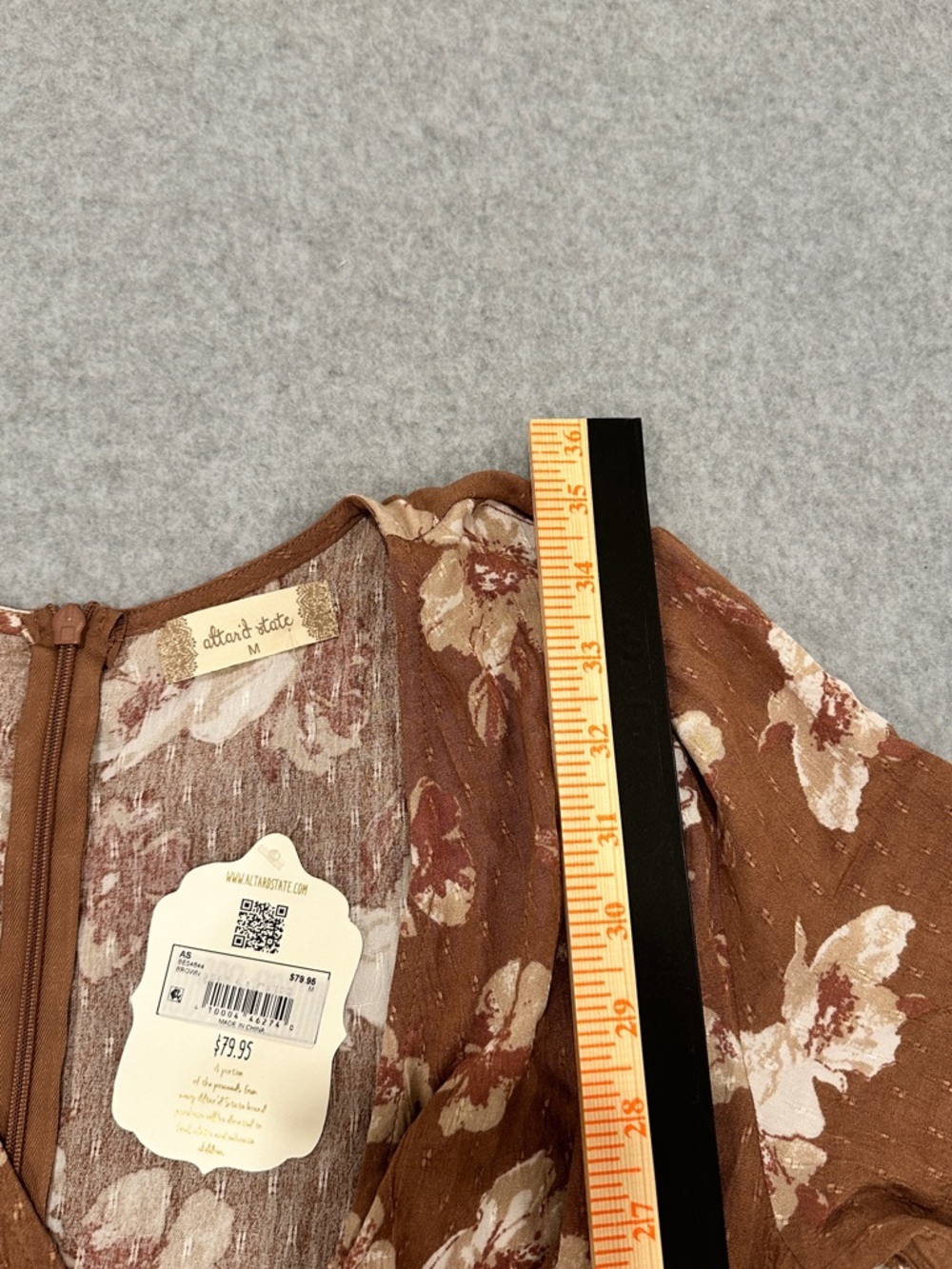 Altar'd State Brown Floral Wrap Dress with Ruffle Hem - Picture 11 of 11
